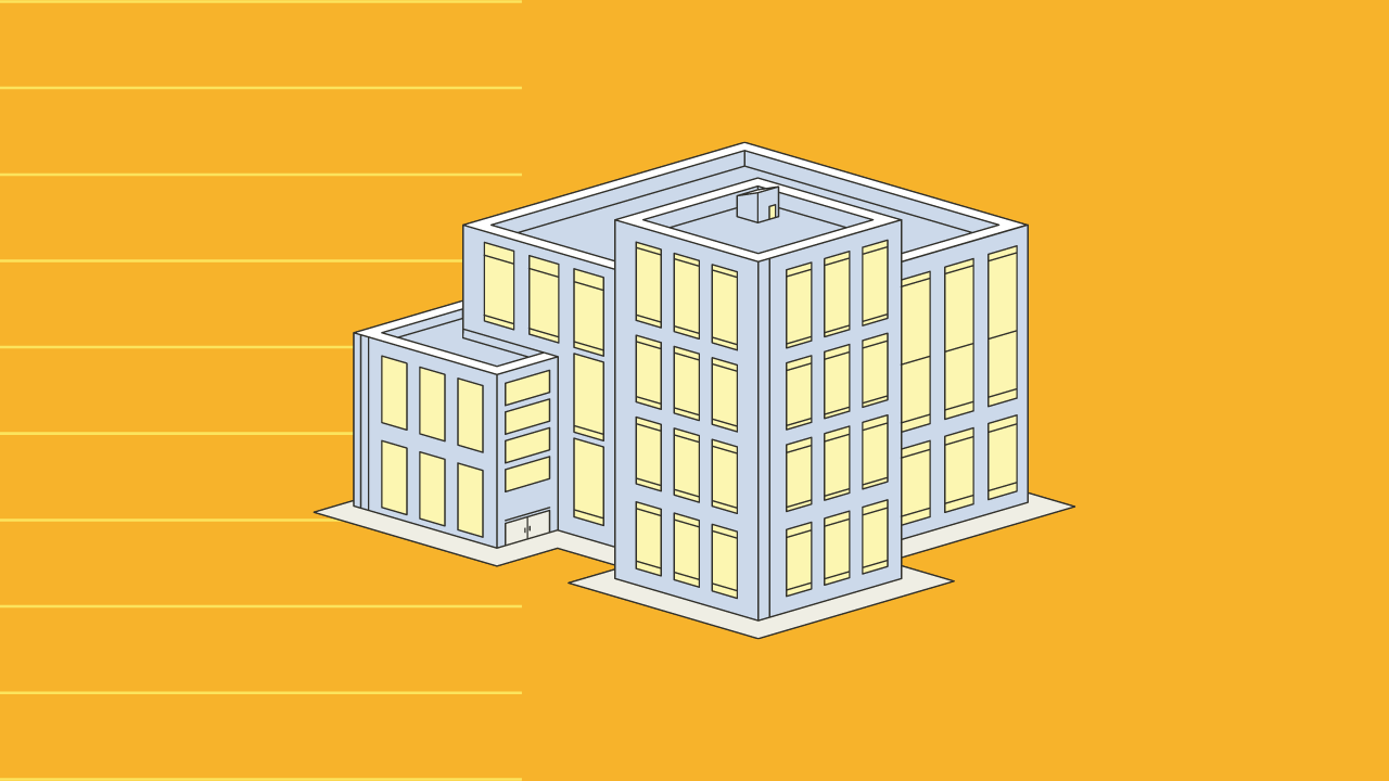 Office building on yellow background